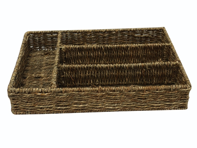 Artisanal Seagrass Drawer Organizer with Multiple Compartments - Eco-friendly Kitchen & Office Storage